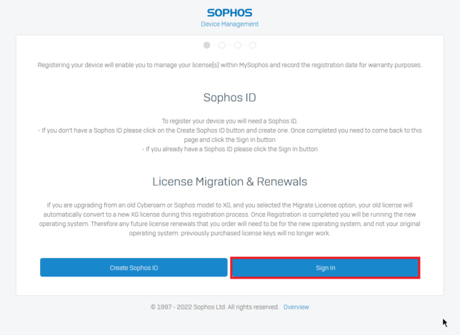 Sophos IDでログイン画面