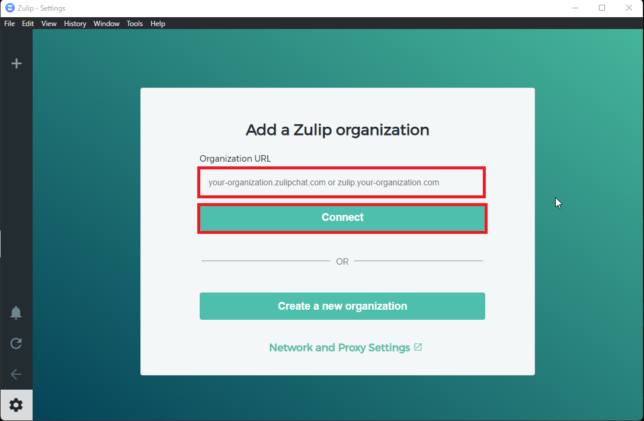Add a Zulip organization画面