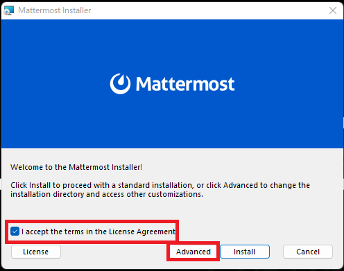 Welcome to the Mattermost Installer画面
