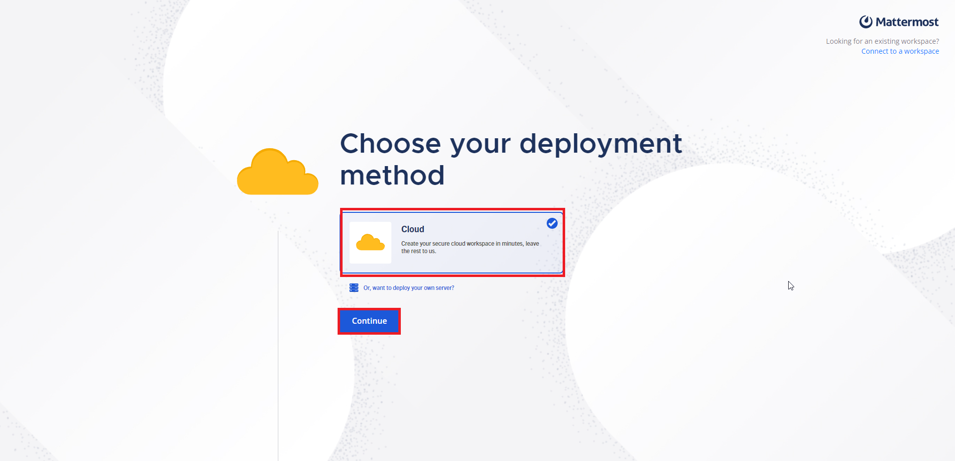 Choose your deployment method画面