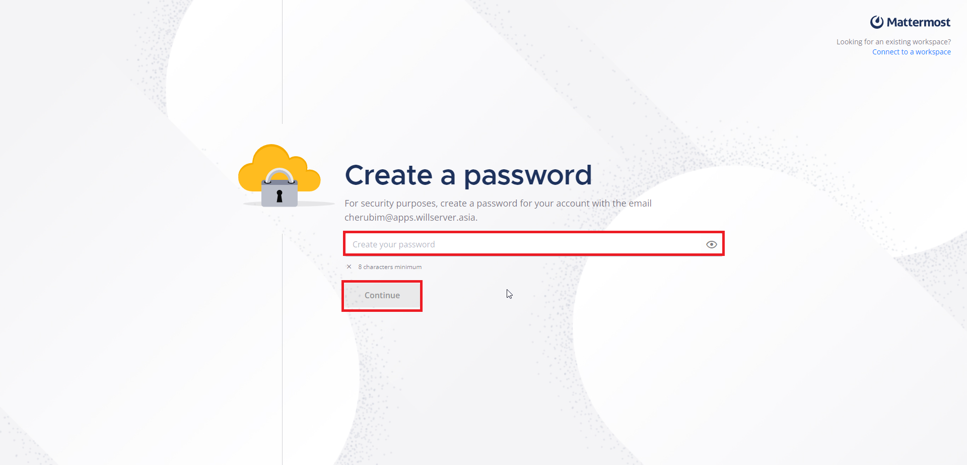 Create a password画面