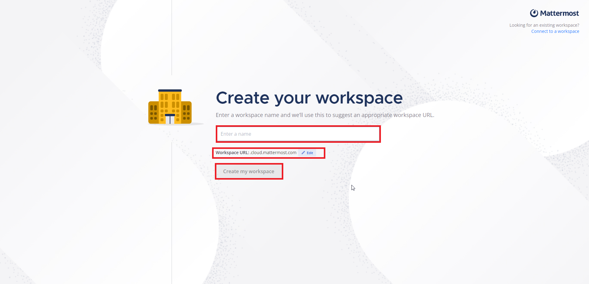 Create your workspace画面