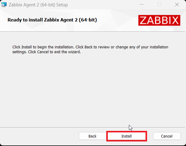 Ready to install Zabbix Agent 2 (64-bit)