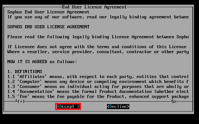 End User License Agreementへの同意画面