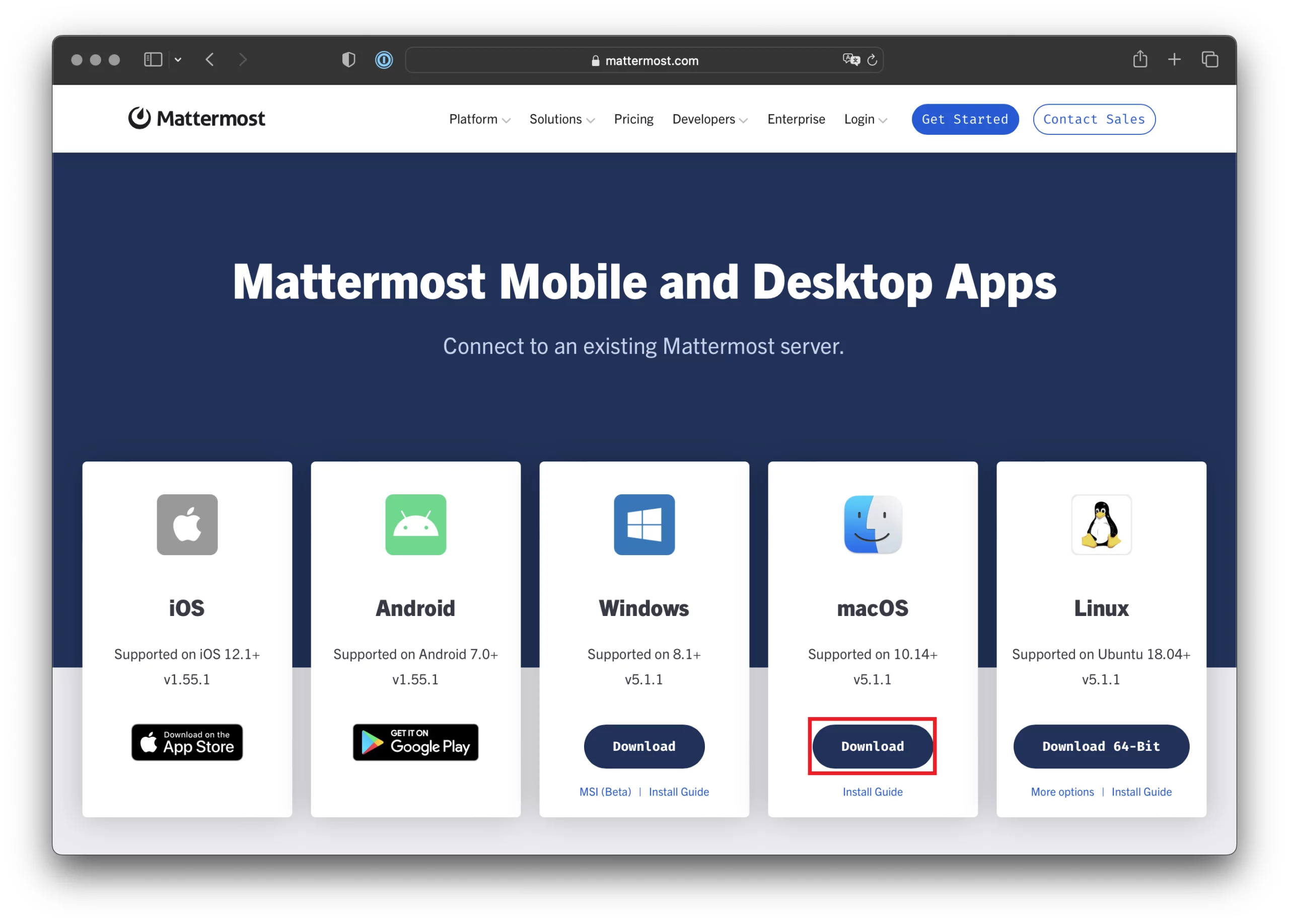 Mattermost Mobile and Desktop Apps画面
