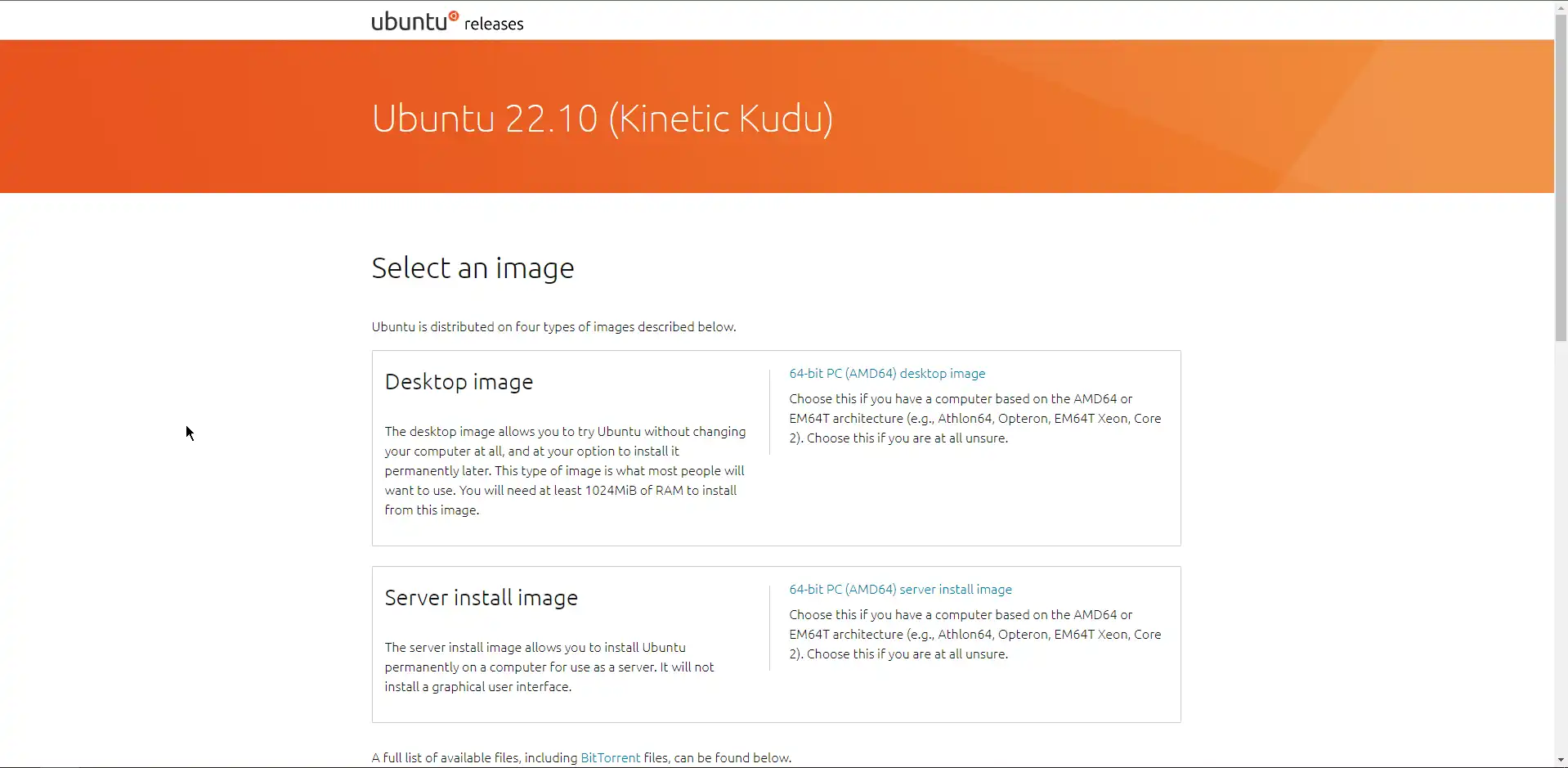 Ubuntu 22.10 Releaseページ画面