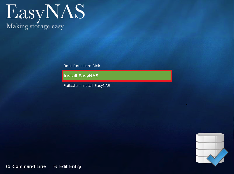 Install EasyNAS選択画面