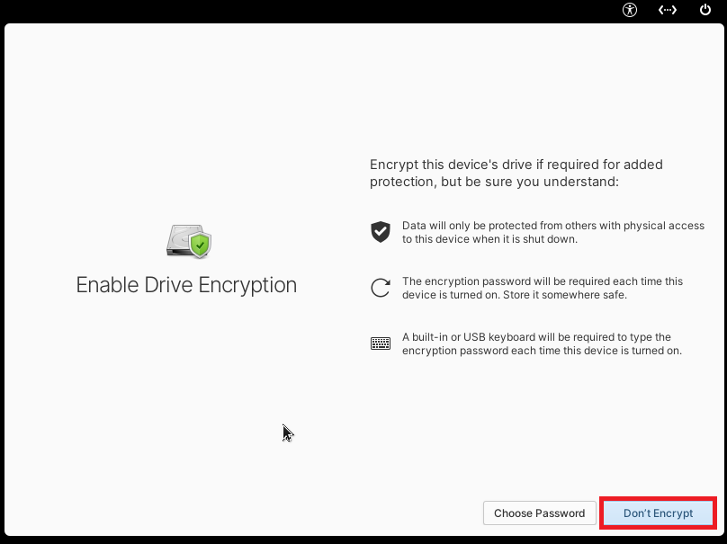 Enable Drive Encryption画面