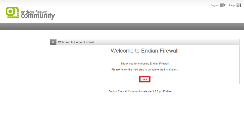 Welcome to Endian Firewall画面