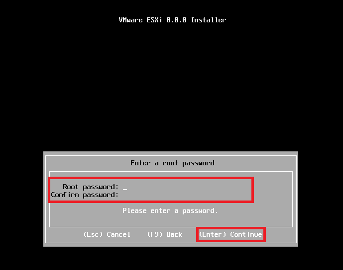 Enter a root password