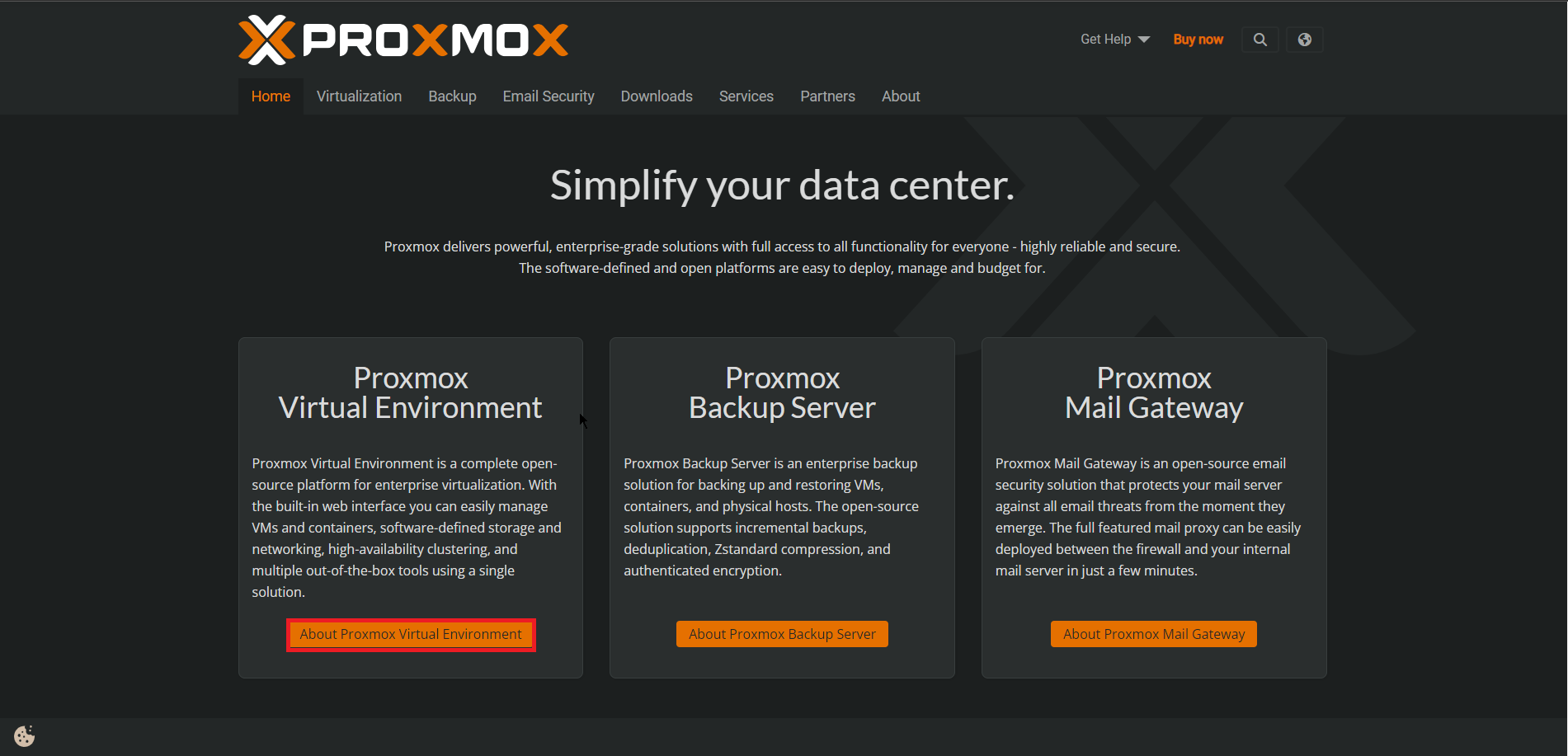 Proxmox Topページ