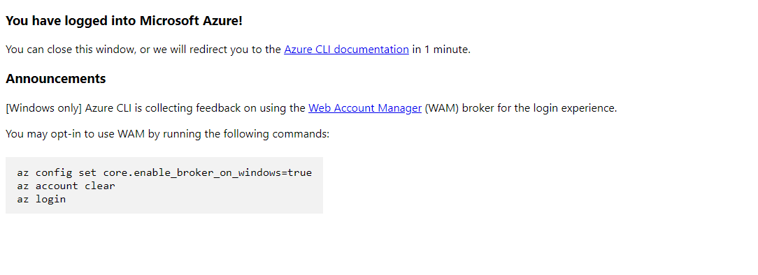 You have logged into Microsoft Azure!