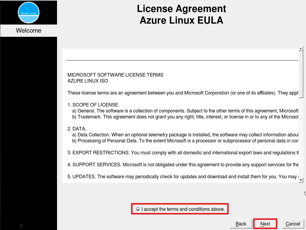 License Agreement Azure Linux EULA